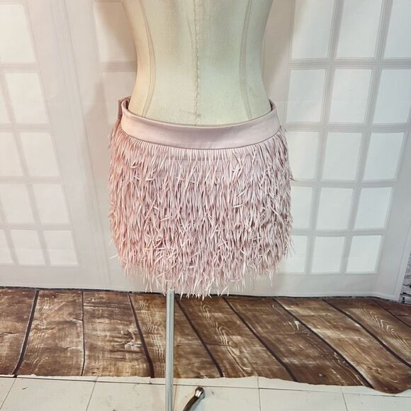 Express soft pink fringe mini skirt size 8 - Picture 8 of 12